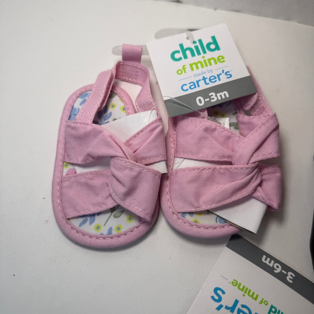 Carters Baby Girl Shoes Bundle Sandals Unbranded Mary Janes 0-12M 3 Pairs NEW - Picture 3 of 6